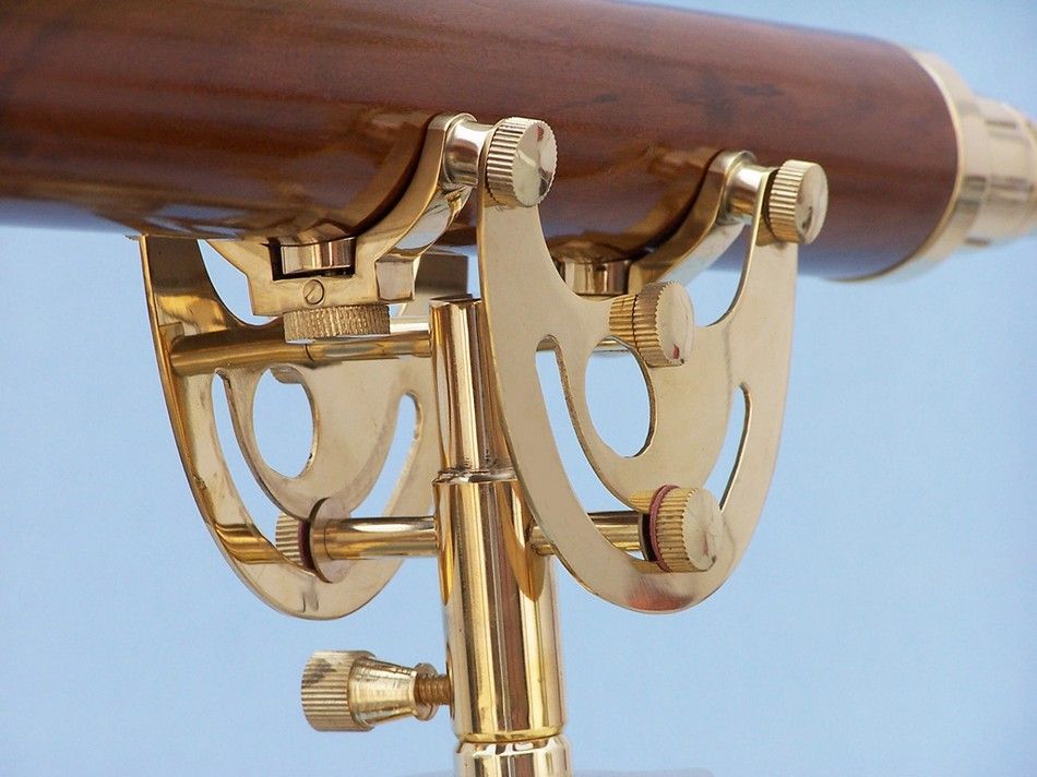 Floor Standing Brass/Wood Anchormaster Telescope 65"