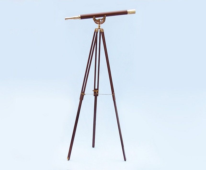 Floor Standing Brass/Wood Anchormaster Telescope 65"