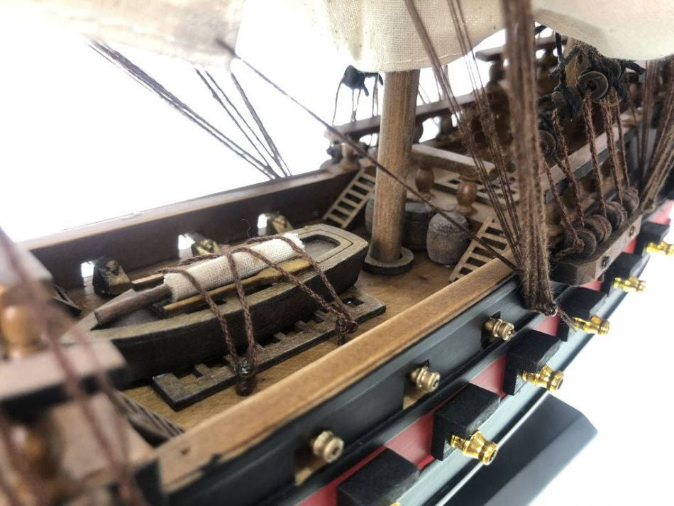 Wooden Ben Franklin's Black Prince White Sails Limited Model Pirate Ship 26"