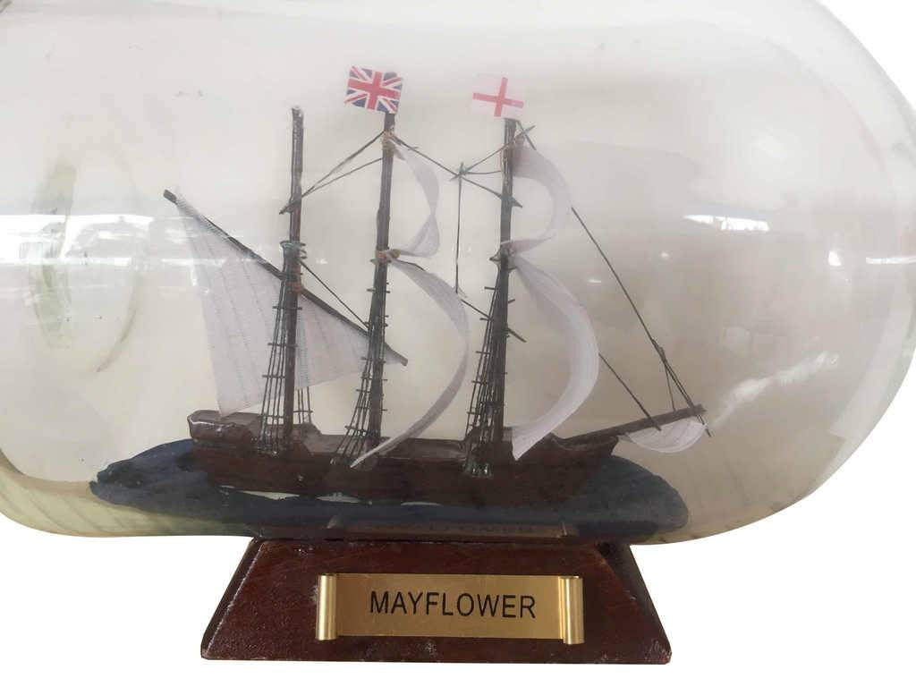 Mayflower Model Ship in a Glass Bottle  9"