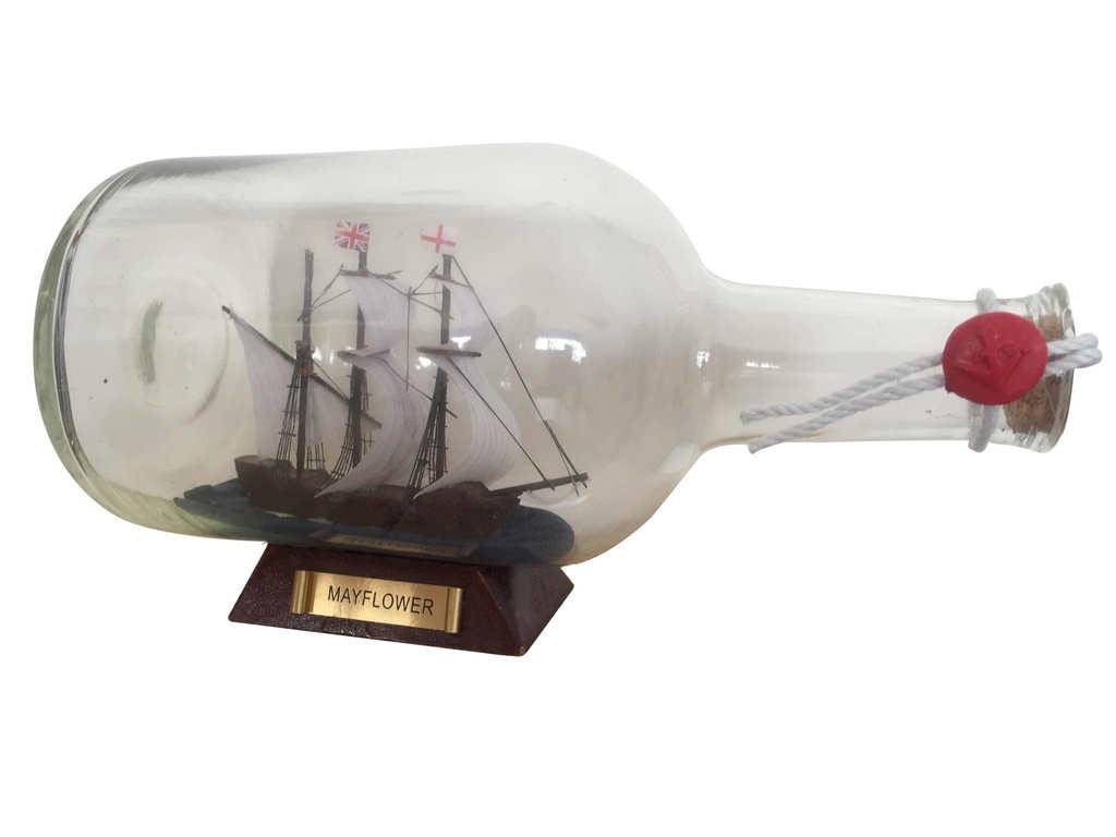 Mayflower Model Ship in a Glass Bottle  9"
