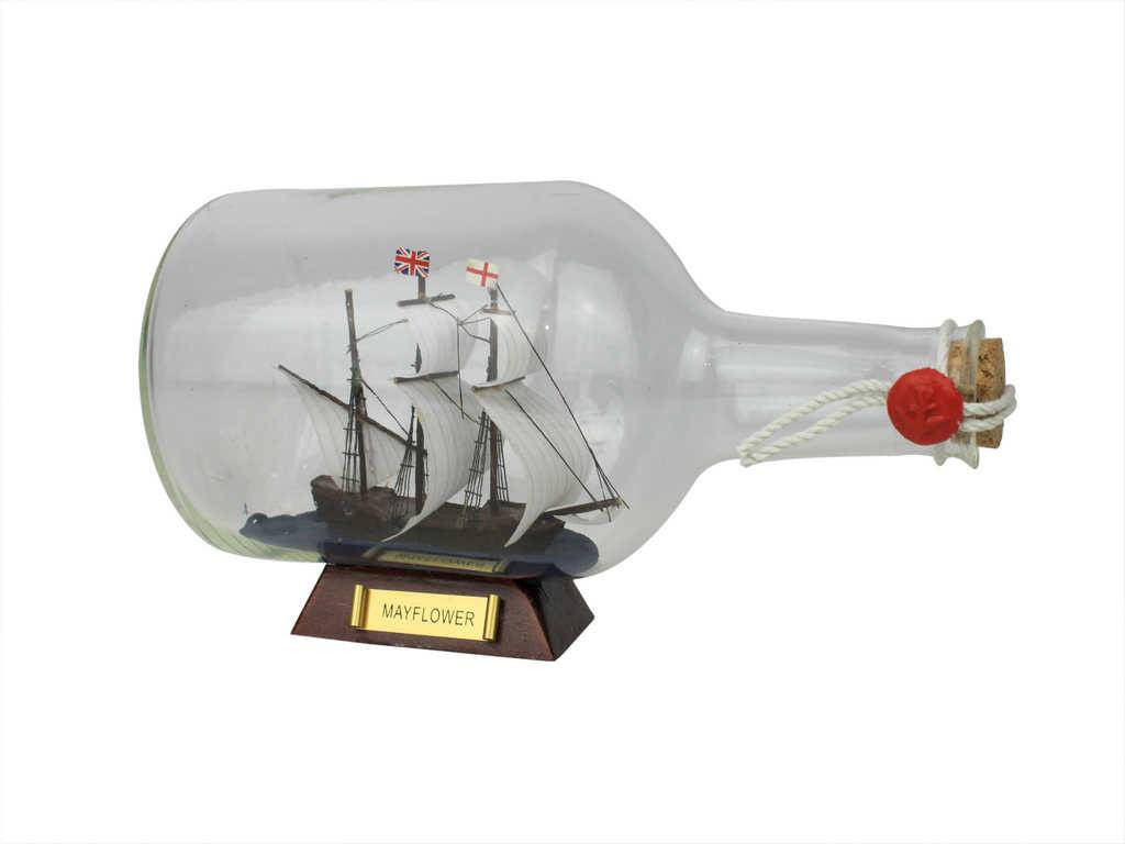 Mayflower Model Ship in a Glass Bottle  9"