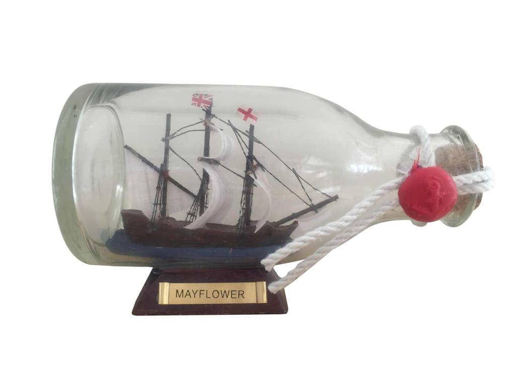 Mayflower Model Ship in a Glass Bottle 5"