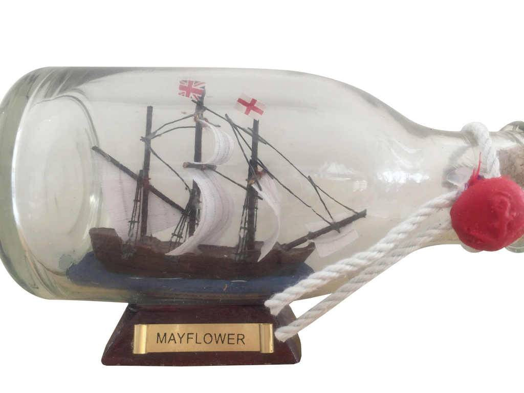 Mayflower Model Ship in a Glass Bottle 5"