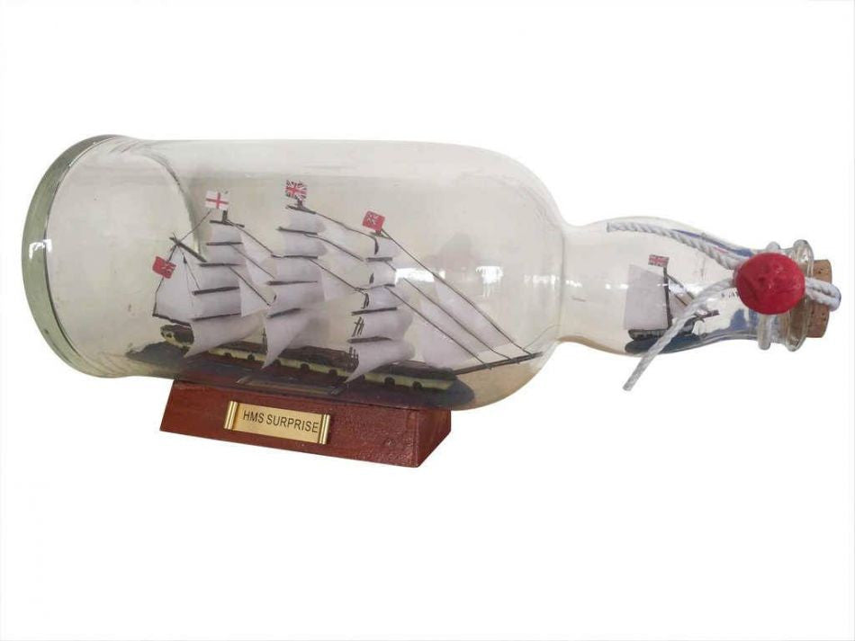 Master And Commander HMS Surprise Model Ship in a Glass Bottle 11"