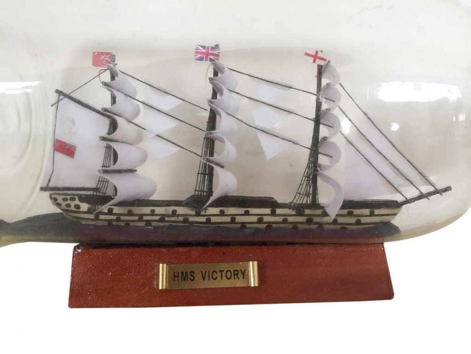 HMS Victory Model Ship in a Glass Bottle 11"