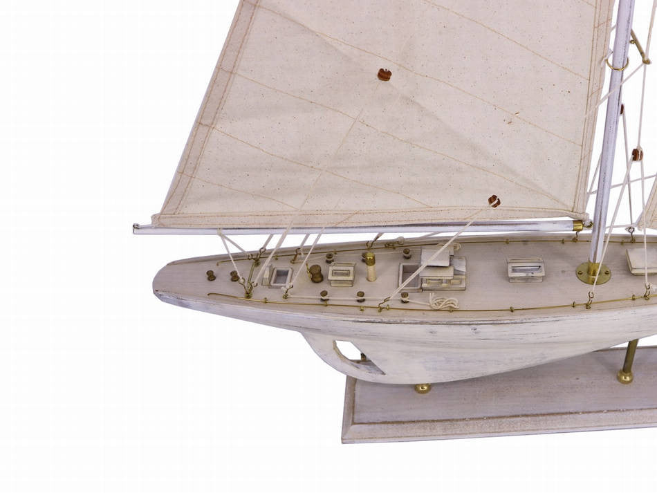 Wooden Rustic Whitewashed Pacific Sailer Model Sailboat Decoration 35"