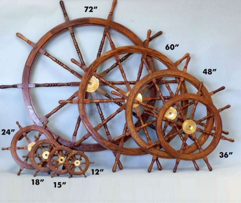 Deluxe Class Wood and Brass Decorative Ship Wheel 30"