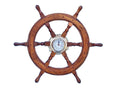Deluxe Class Wood And Brass Ship Wheel Clock 24"