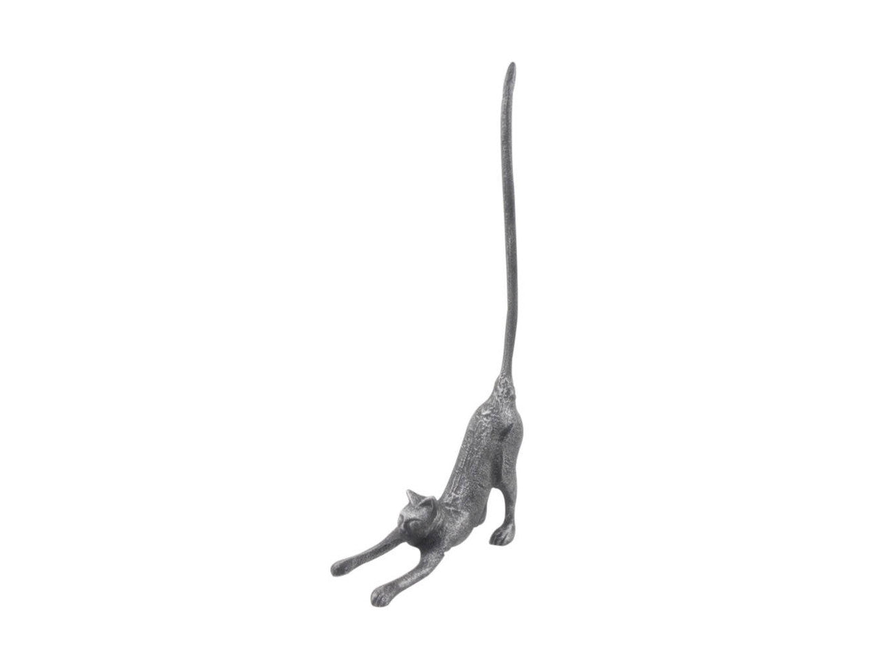 Rustic Silver Cast Iron Yoga Cat Bathroom Extra Toilet Paper Stand 19"