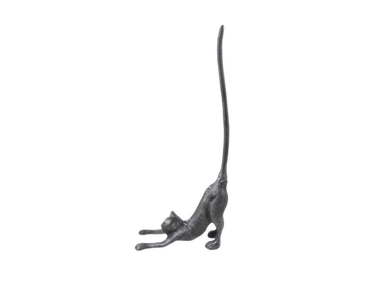 Rustic Silver Cast Iron Yoga Cat Kitchen Paper Towel Holder 19"